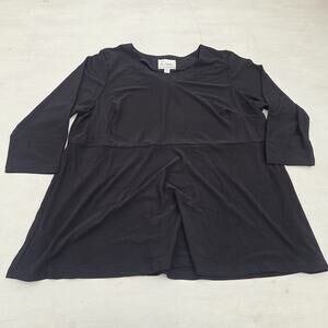 Linea by Louis Dellolio Tunic Tops Women's Size XL 3/4 Sleeve Round Neck Black